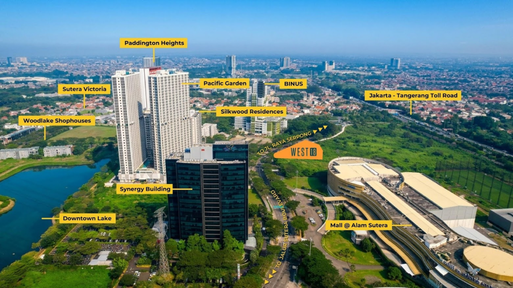 Lokasi Ruko West 18 di Alam SUtera Birds Eye View dekat mal @ALam sutera